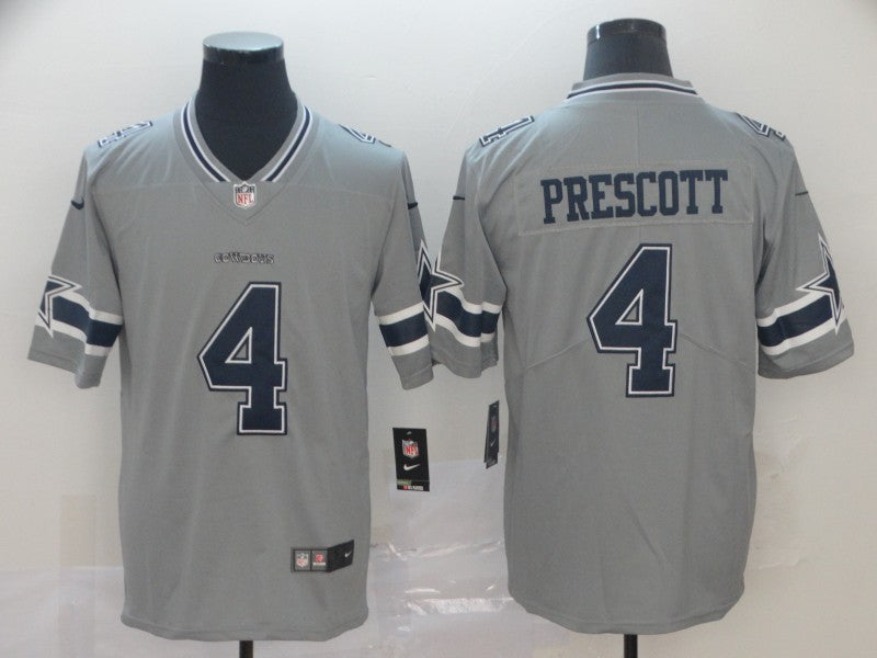 Men's Dallas Cowboys Dak Prescott #4 Gray Inverted Legend Jersey1 football jersey product view 1