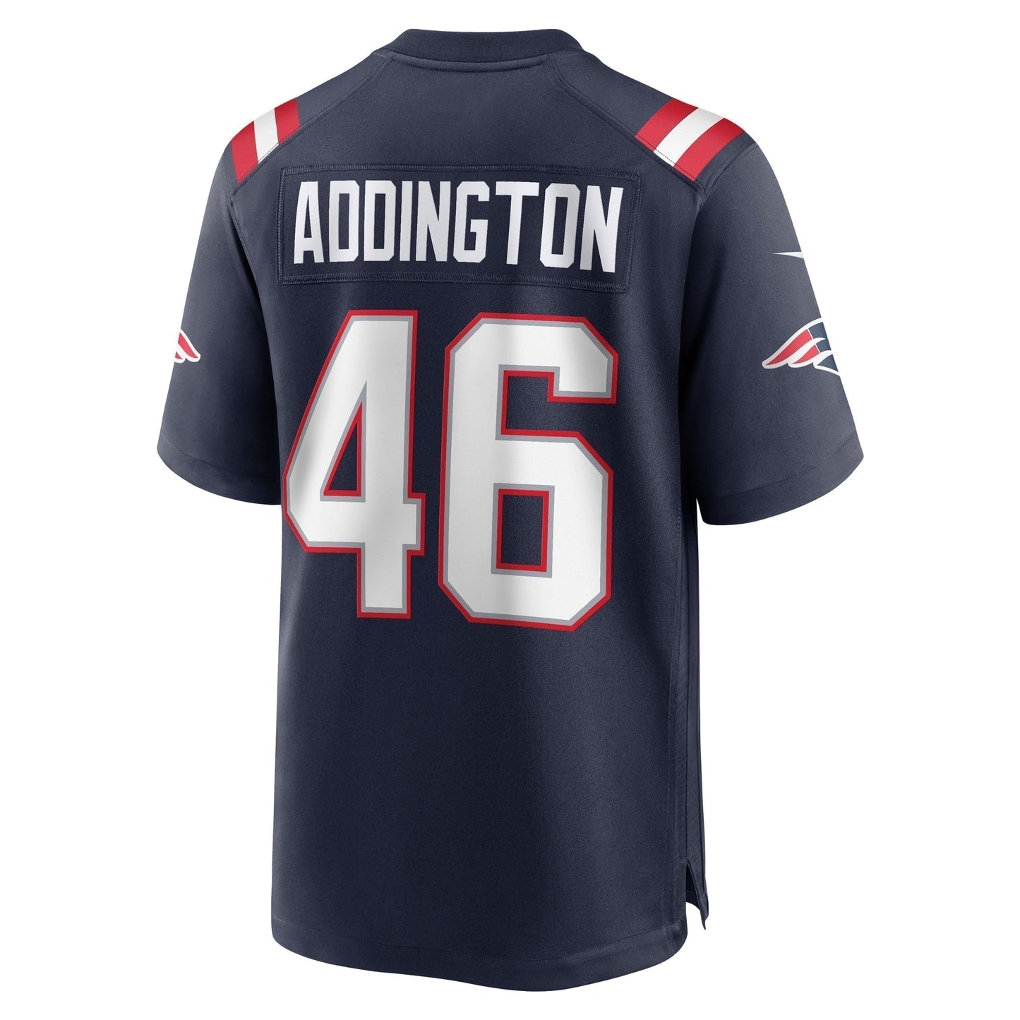 Tucker Addington New England Patriots Home Game Jersey - Navy football jersey product view 3