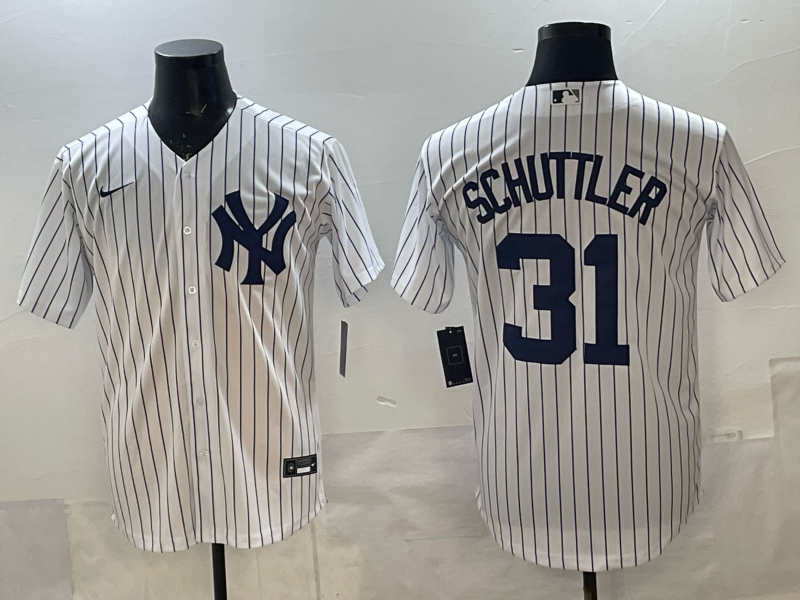 Men's New York Yankees Carson Schuttler White Replica Player Jersey baseball jersey product view 1