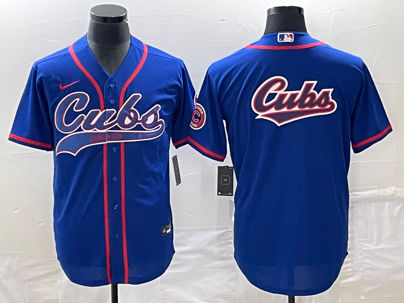 Men's Chicago Cubs Blue Replica Player Jersey baseball jersey product view 1