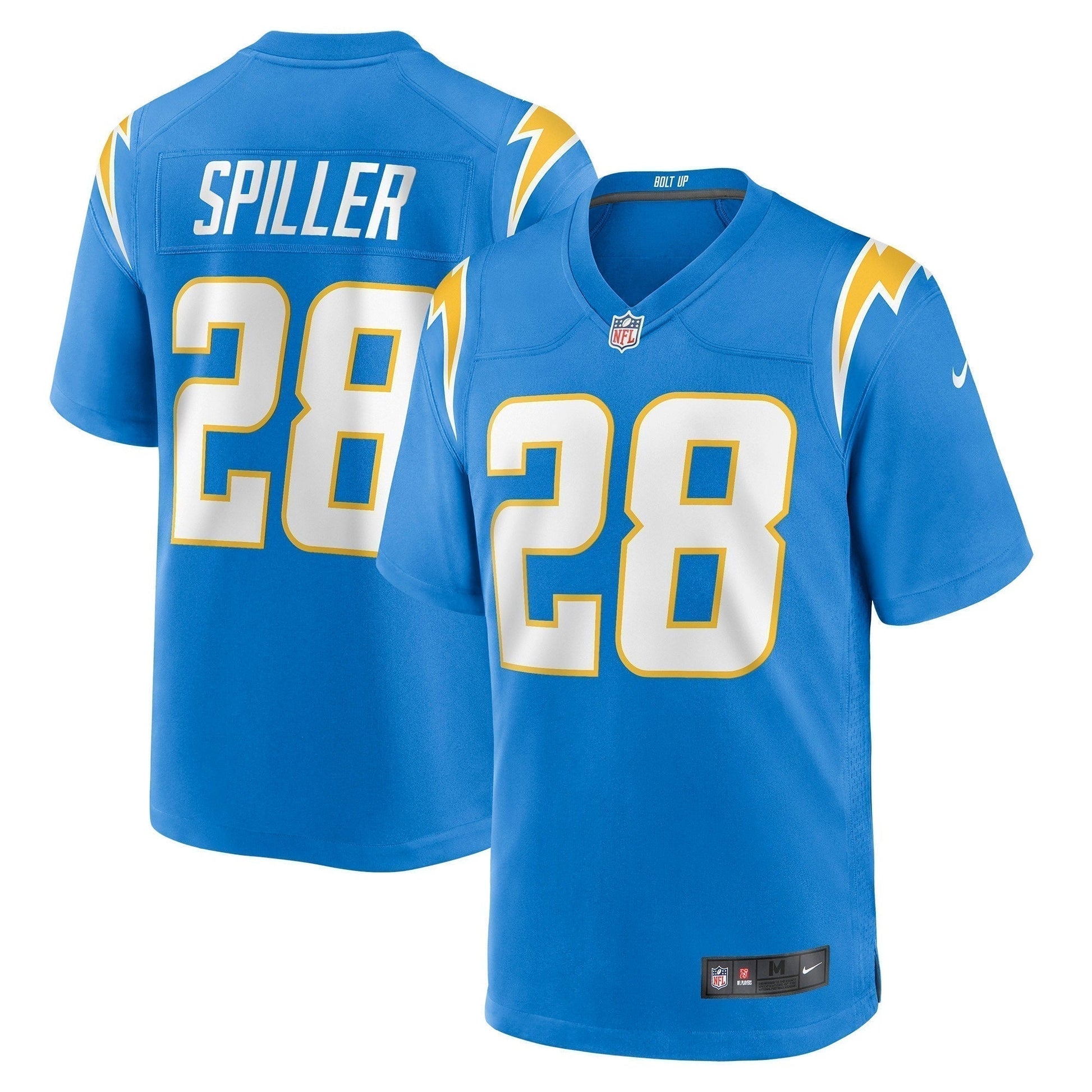 Isaiah Spiller Los Angeles Chargers Game Jersey - Powder Blue football jersey product view 2