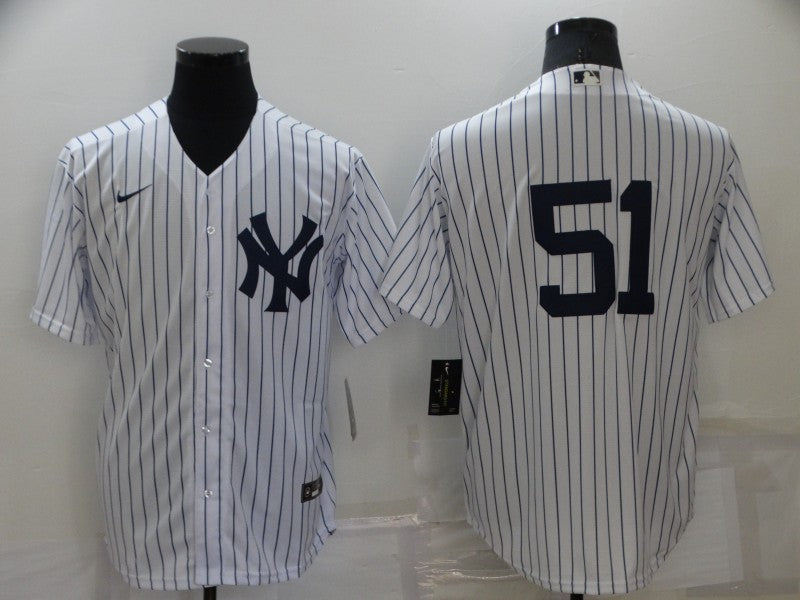 Men's New York Yankees Bernie Williams #51 White Replica Player Name Jersey baseball jersey product view 1