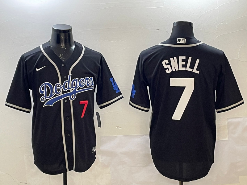 Men's Los Angeles Dodgers Blake Snell #7 Black Player Jersey baseball jersey product view 1