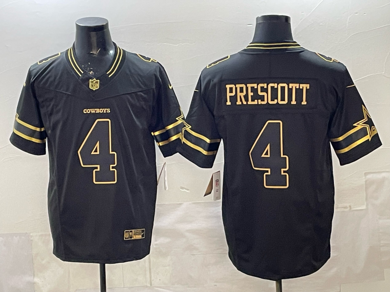 Men's Dallas Cowboys Dak Prescott #4 Black Game Jersey football jersey product view 1