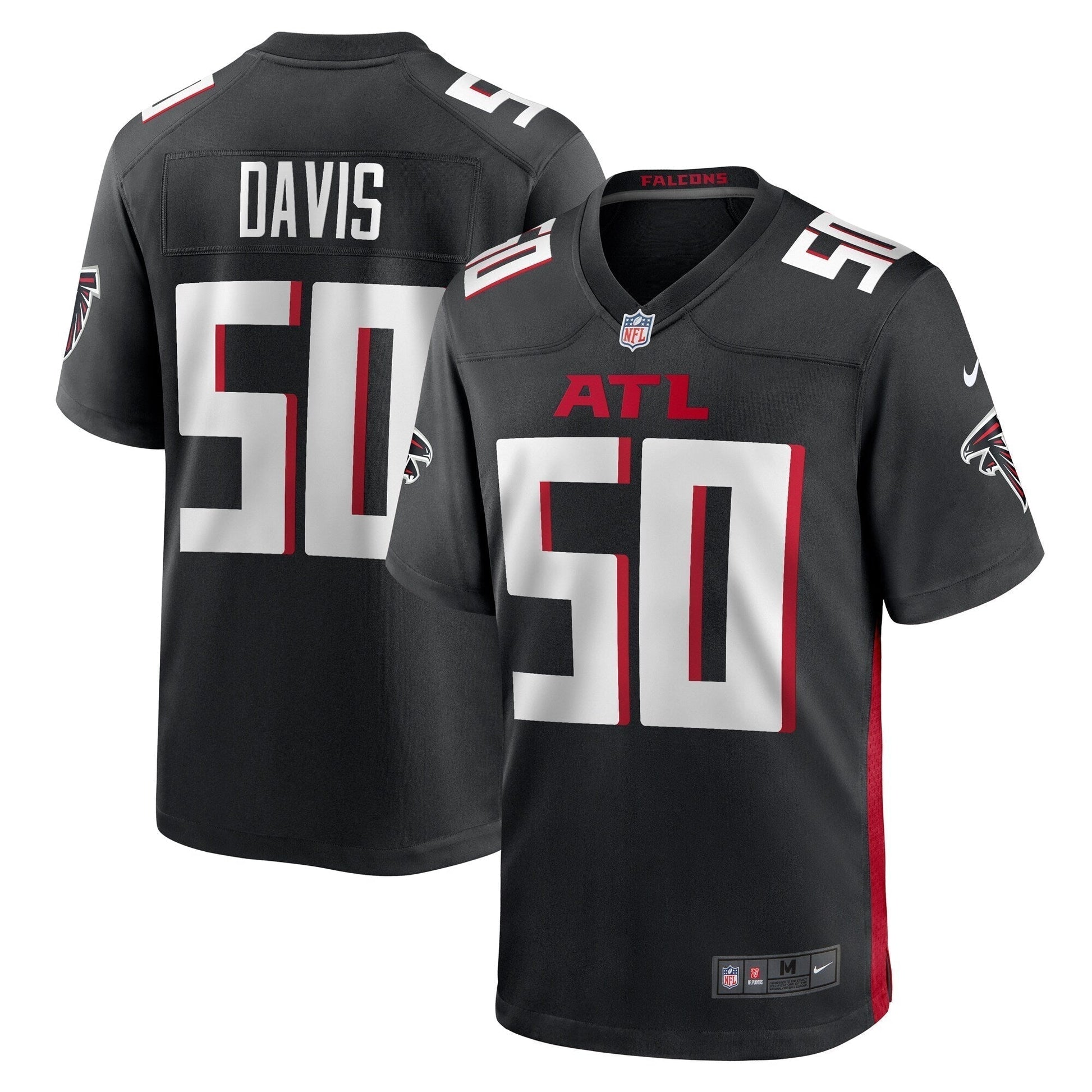 Tae Davis Atlanta Falcons Team Game Jersey - Black football jersey product view 1