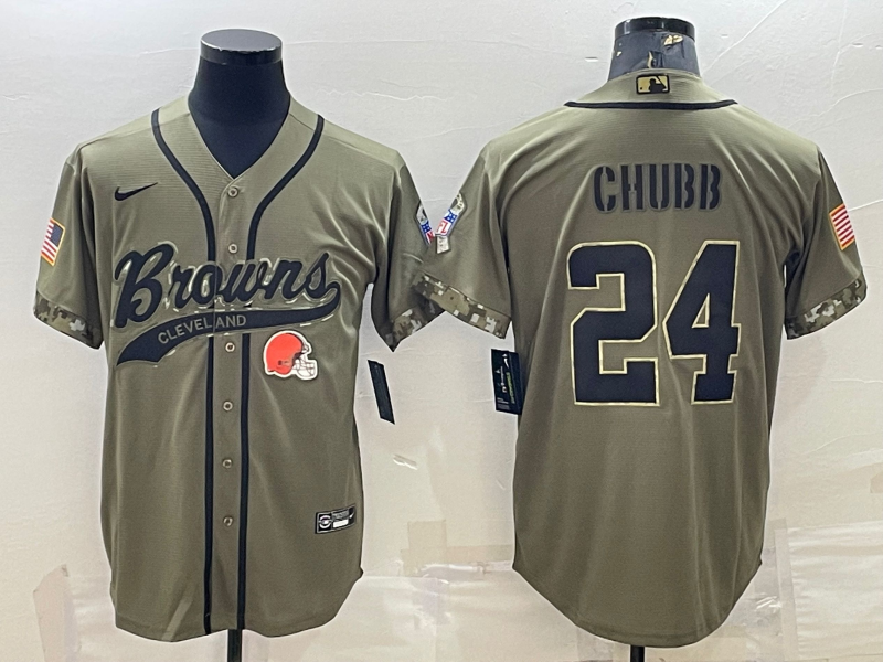Men's Cleveland Browns Nick Chubb Olive 2022 Salute To Service Limited Player Jersey Joint Edition football jersey product view 1