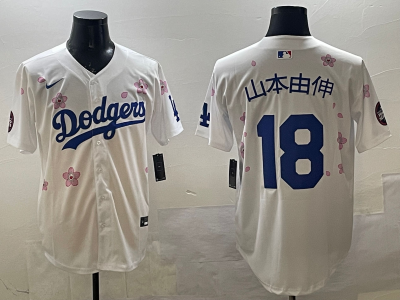 Men's Los Angeles Dodgers Yoshinobu Yamamoto #18 White Alternate Replica Player Jersey baseball jersey product view 1