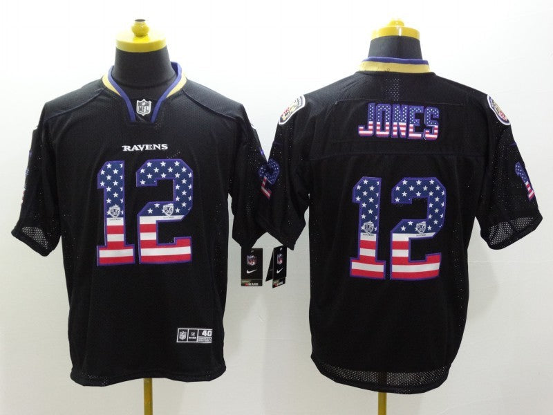 Men's Baltimore Ravens Jacoby Jones #12 Black Game Jersey1 football jersey product view 1