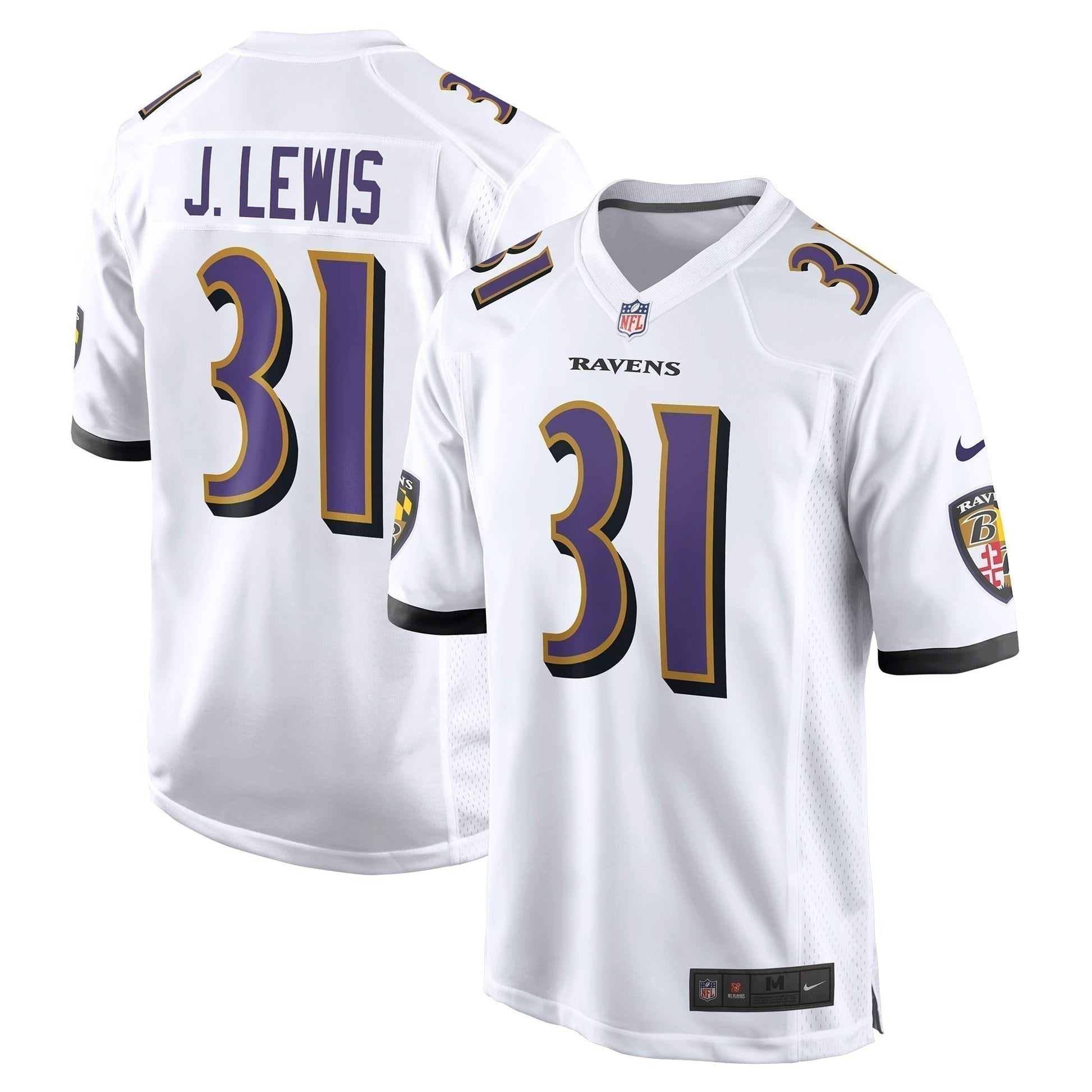 Jamal Lewis Baltimore Ravens Retired Game Jersey - White football jersey product view 1