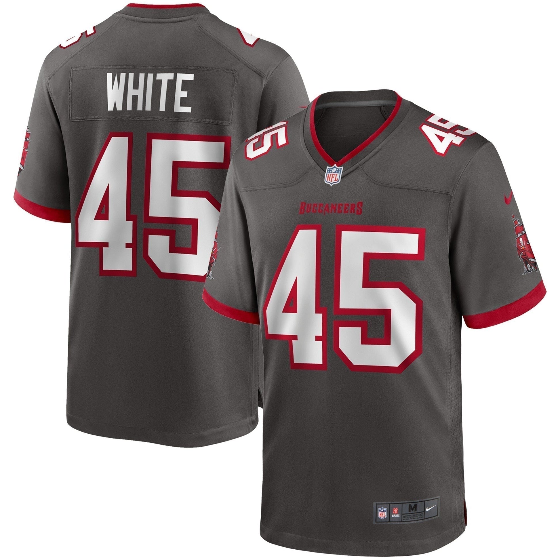 Devin White Tampa Bay Buccaneers Game Jersey - Pewter football jersey product view 1