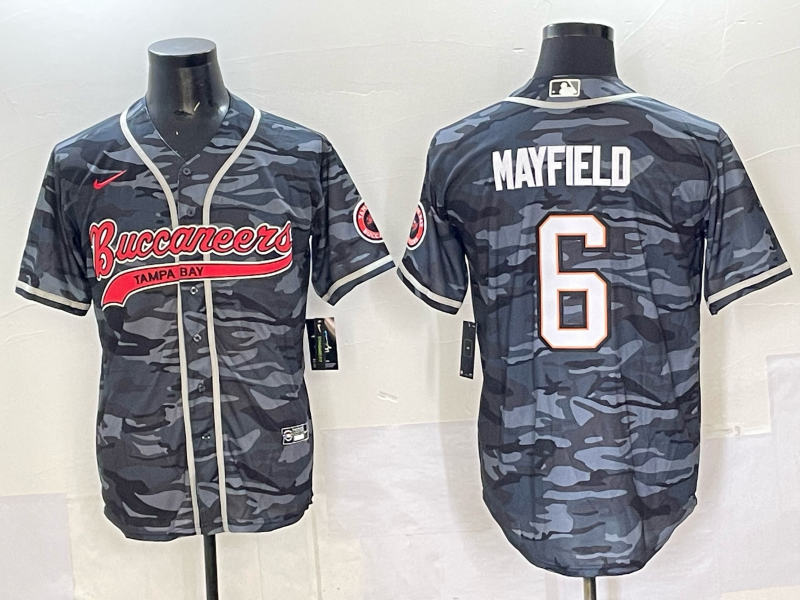 Men's Tampa Bay Buccaneers Baker Mayfield #6 Grey Camouflage Team Game Jersey football jersey product view 1