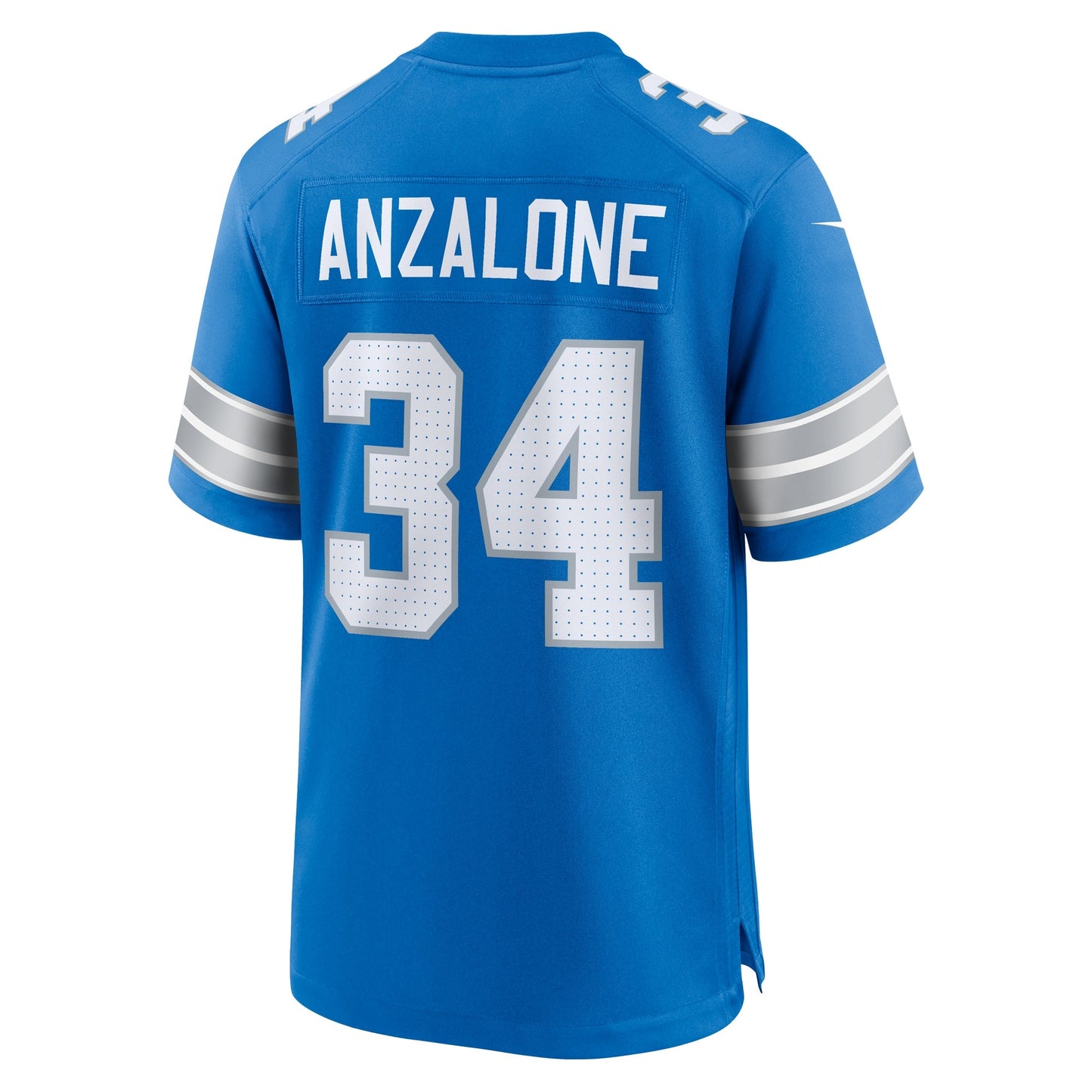 Alex Anzalone Detroit Lions Game Jersey - Blue football jersey product view 3