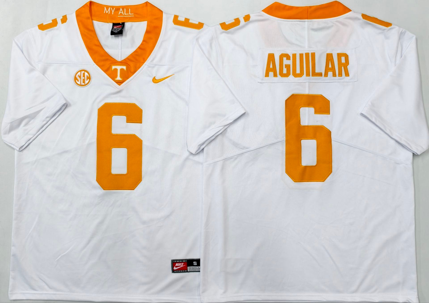 Men's Tennessee Volunteers Joey Aguilar White Player Jersey sports jersey product view 1