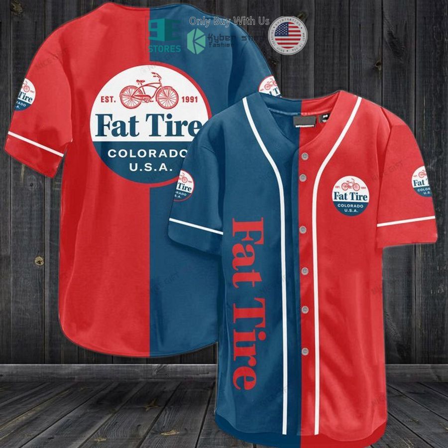 BEST Fat Tire logo red blue Baseball Jersey Unisex T-shirt, Sweatshirt, Hoodie, Long Sleeve Tee - T-Shirt, Sweatshirt, Hoodie