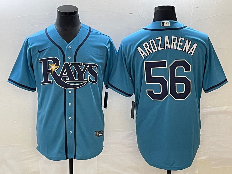 Men's Tampa Bay Rays Randy Arozarena #56 Blue Replica Player Jersey1 baseball jersey product view 1