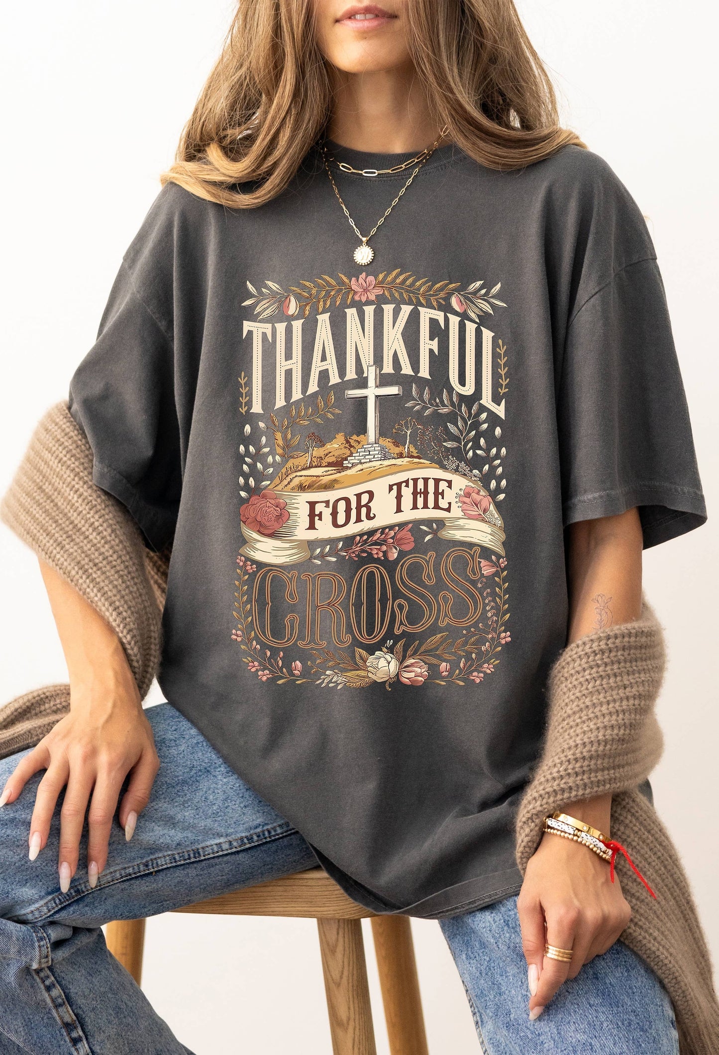 Thankful For the Cross Unisex T-shirt, Sweatshirt, Hoodie, Long Sleeve Tee - T-Shirt, Sweatshirt, Hoodie