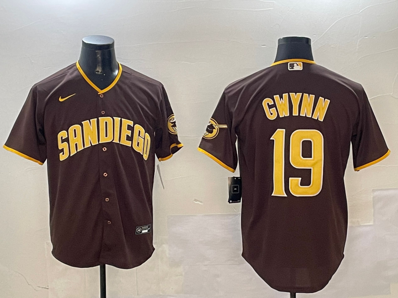 Men's San Diego Padres Tony Gwynn Brown Stitched Jersey baseball jersey product view 1