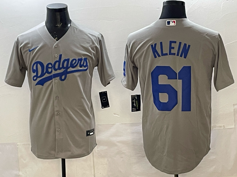 Men's Los Angeles Dodgers Clay Klein Gray Road Replica Jersey baseball jersey product view 1