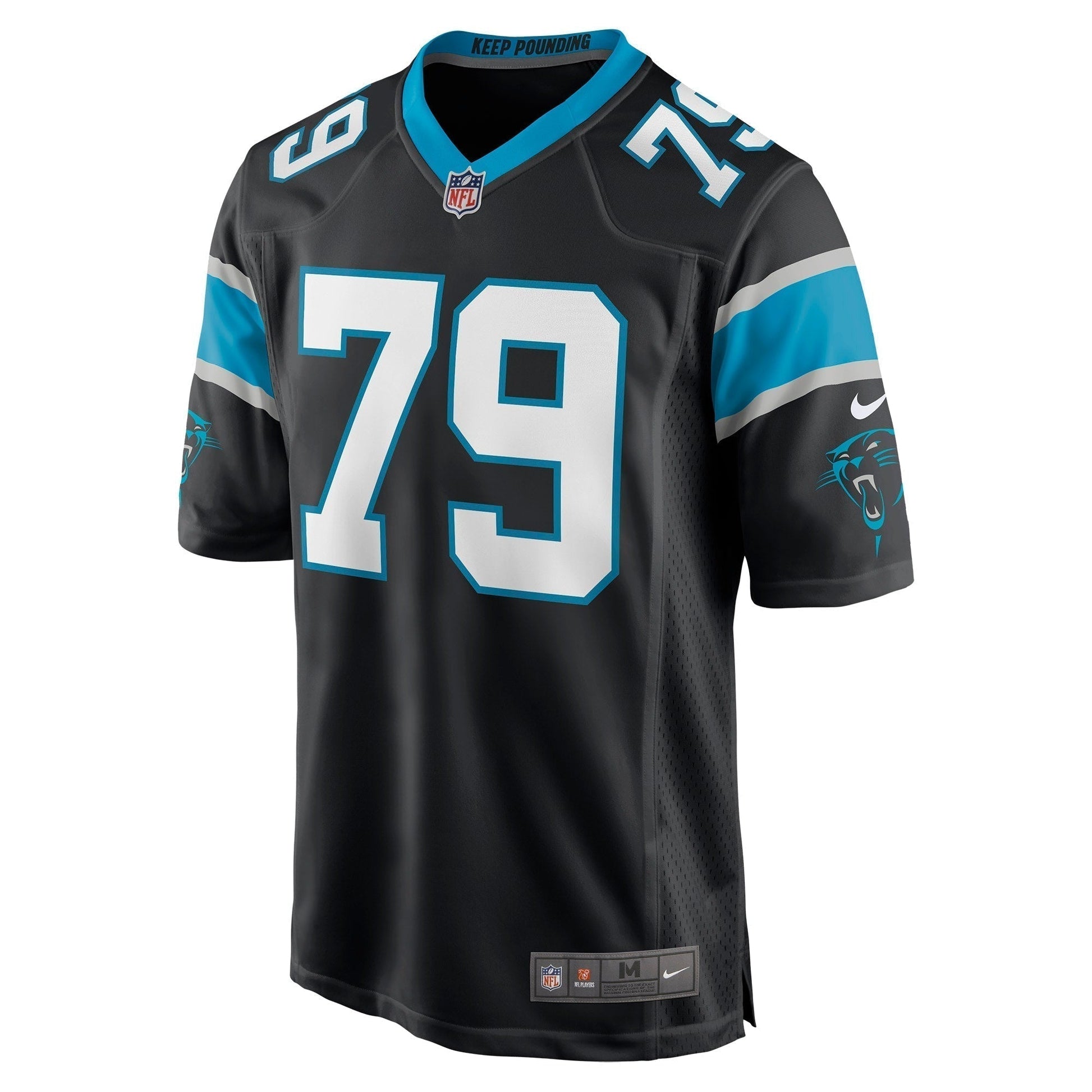 Ikem Ekwonu Carolina Panthers Game Jersey - Black football jersey product view 2