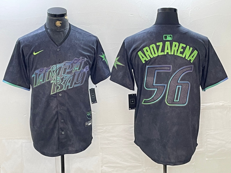 Men's Tampa Bay Rays Randy Arozarena #56 Charcoal 2024 City Connect Limited Player Jersey baseball jersey product view 1