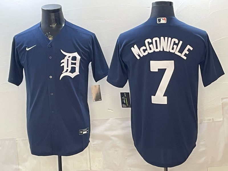 Men's Detroit Tigers Kevin McGonigle #7 Navy Limited Player Jersey baseball jersey product view 1