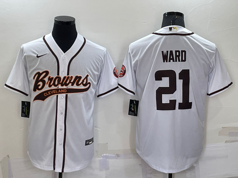 Men's Cleveland Browns Denzel Ward #21 White Game Jersey1 Joint Edition football jersey product view 1