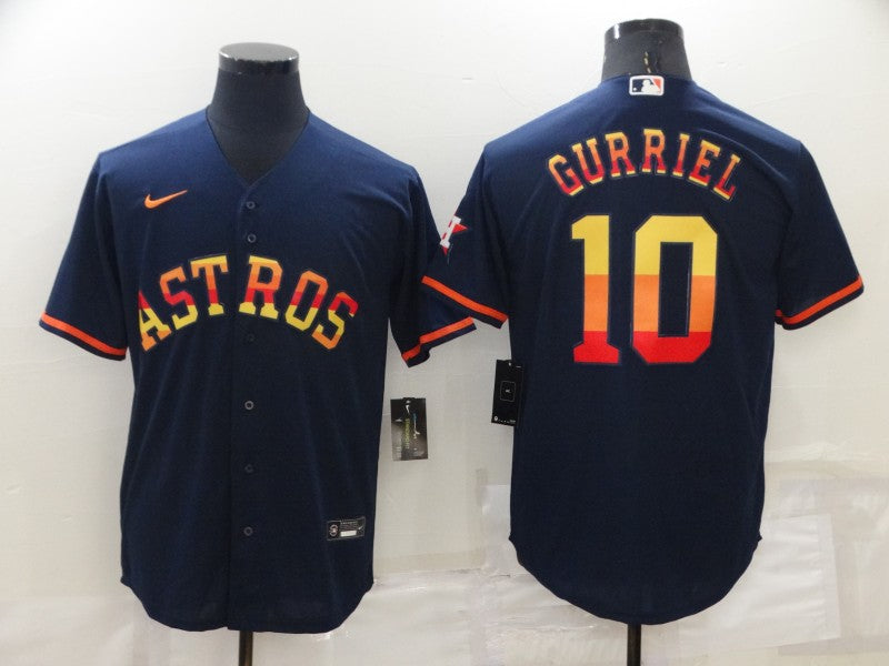 Men's Houston Astros Yuli Gurriel #10 Navy Replica Player Jersey baseball jersey product view 1