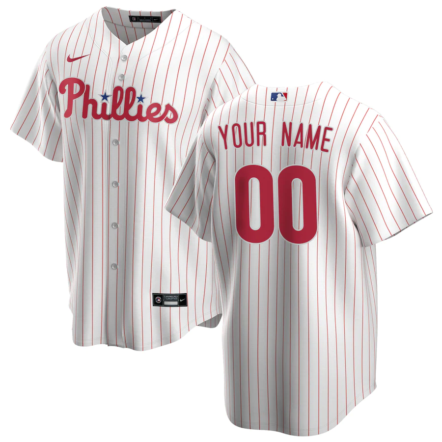Men's Philadelphia Phillies White Home Replica Custom Jersey baseball jersey product view 1