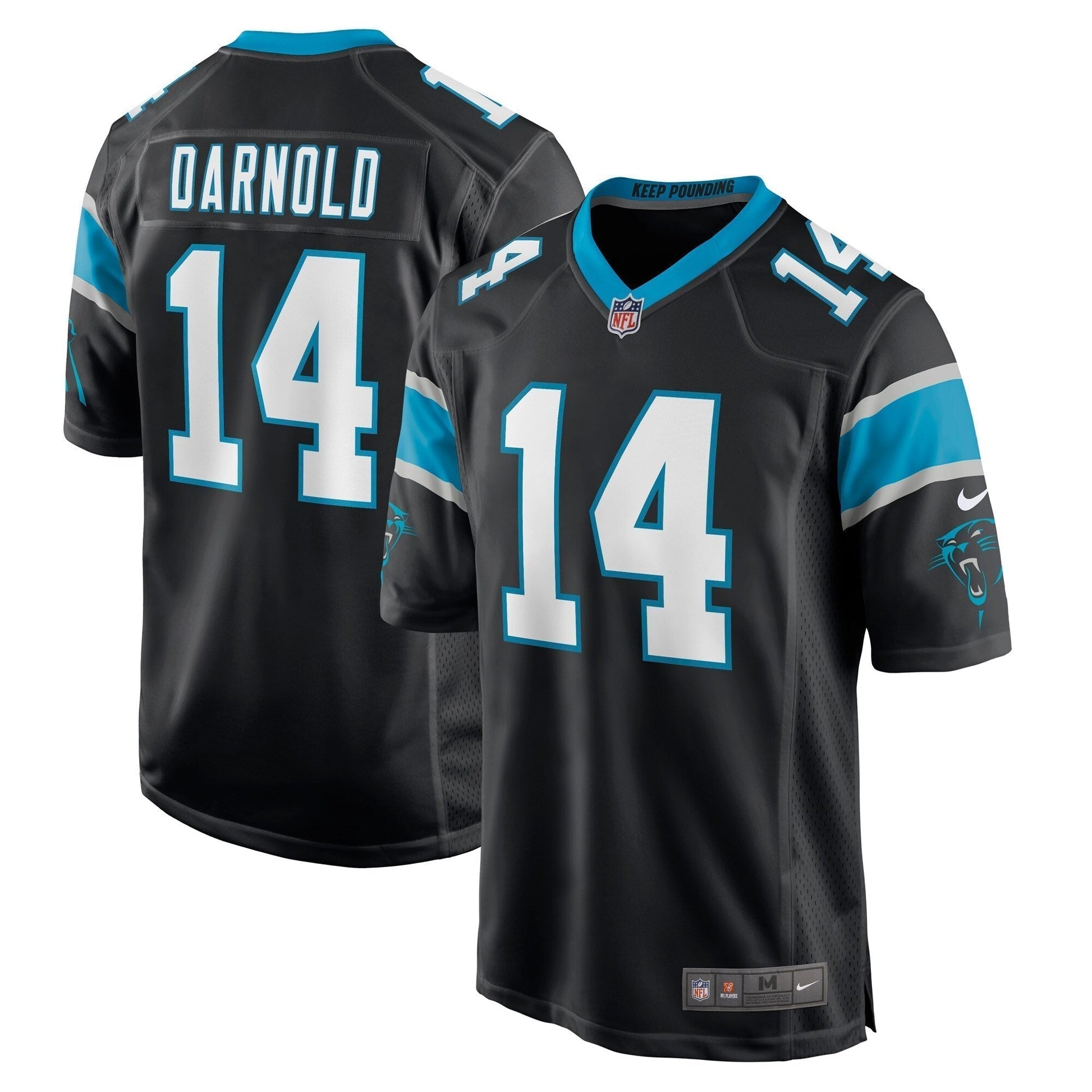 Sam Darnold Carolina Panthers Game Jersey - Black football jersey product view 1