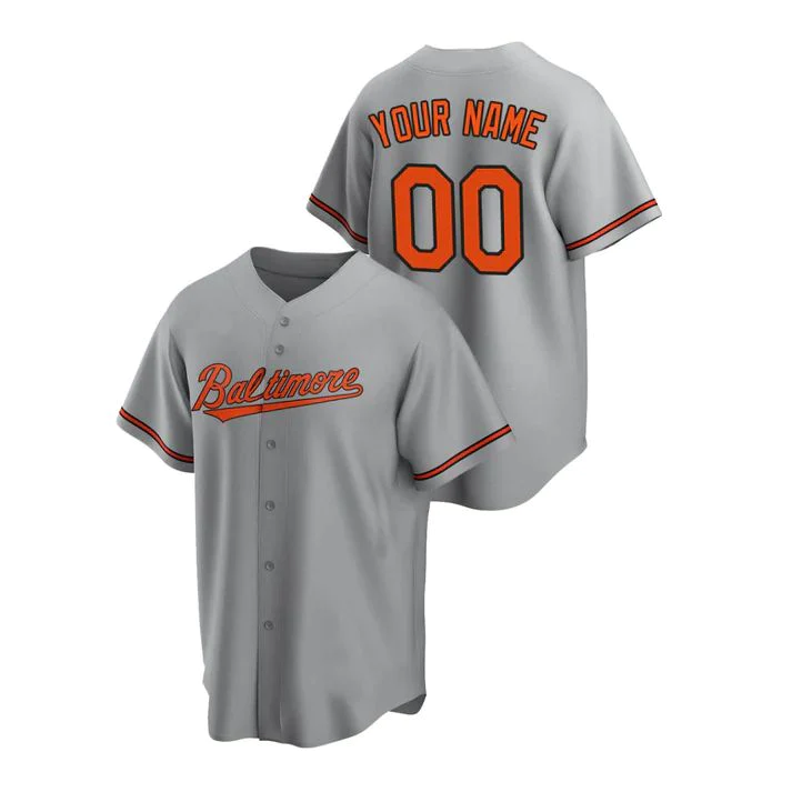 Men's Baltimore Orioles Gray Replica Custom Jersey baseball jersey product view 1
