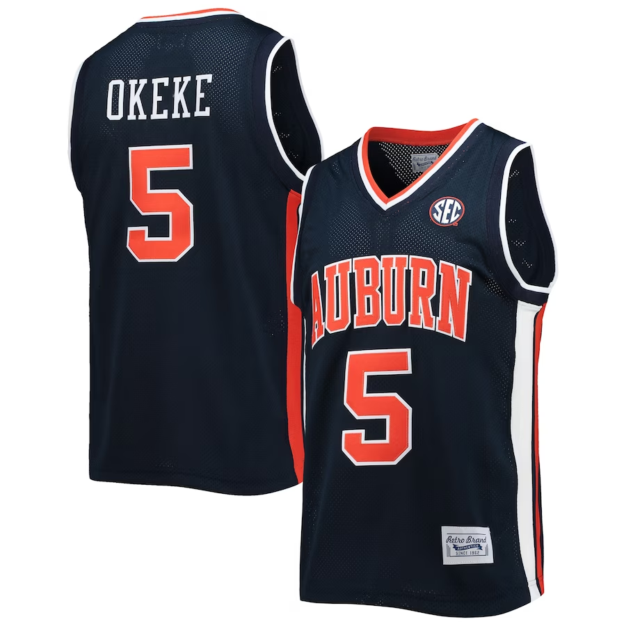 Men's Auburn Tigers Chuma Okeke Navy Player Game Jersey sports jersey product view 1
