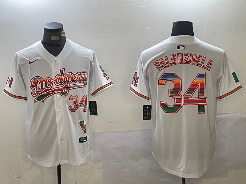 Men's Los Angeles Dodgers Fernando Valenzuela White Game Player Jersey baseball jersey product view 1