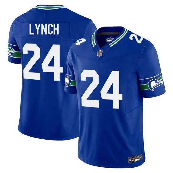 Select Marshawn Lynch Royal Blue Stitched Jersey Vapor football jersey product view 1
