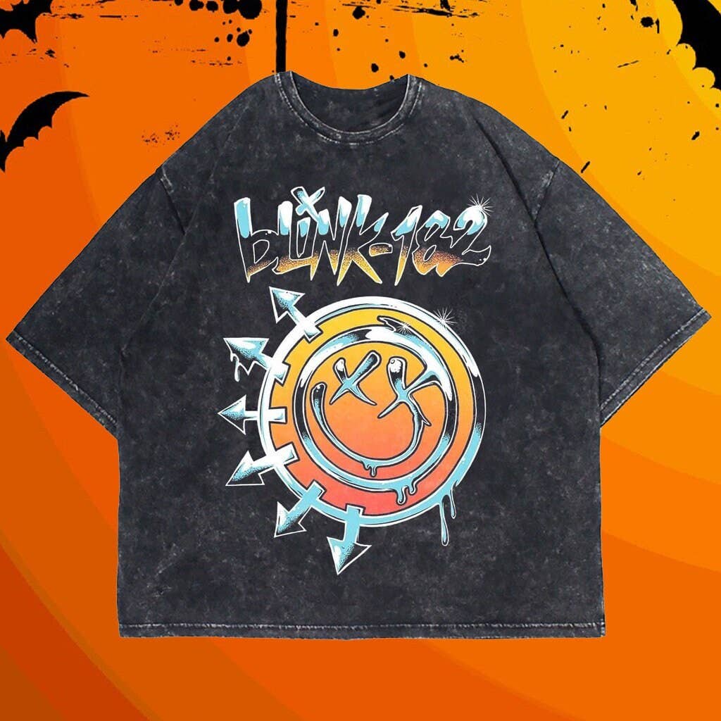 Blink Smile 182 - Colorful World Tour Tee - 90s Retro Vibes! Unisex T-shirt, Sweatshirt, Hoodie, Long Sleeve Tee - T-Shirt, Sweatshirt, Hoodie