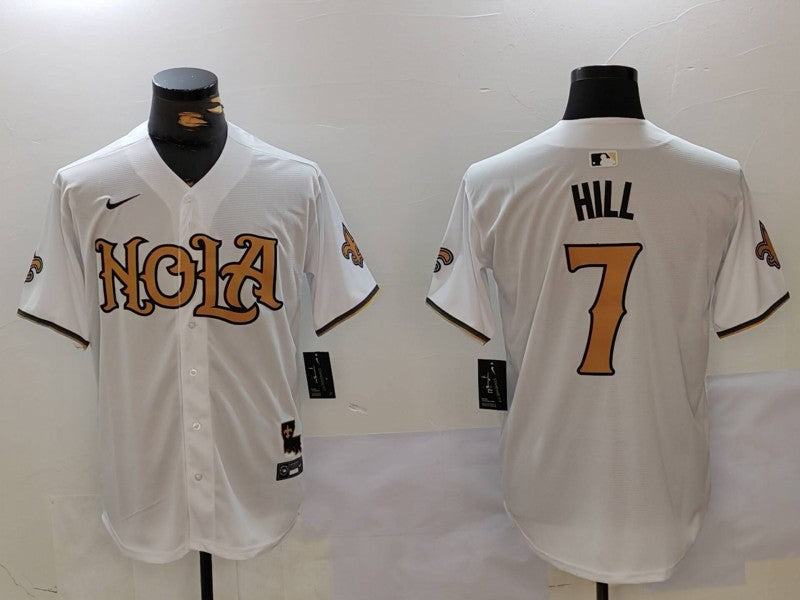 Men's New Orleans Saints Taysom Hill White Game Player Jersey football jersey product view 1
