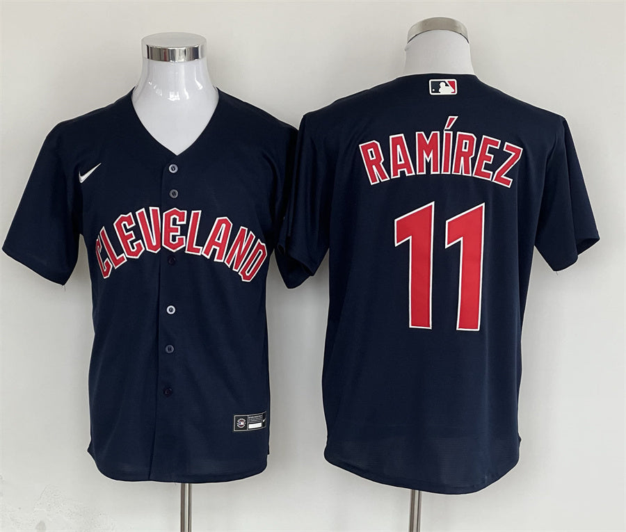 Men's Cleveland Guardians Jose Ramirez Navy Replica Player Jersey baseball jersey product view 1