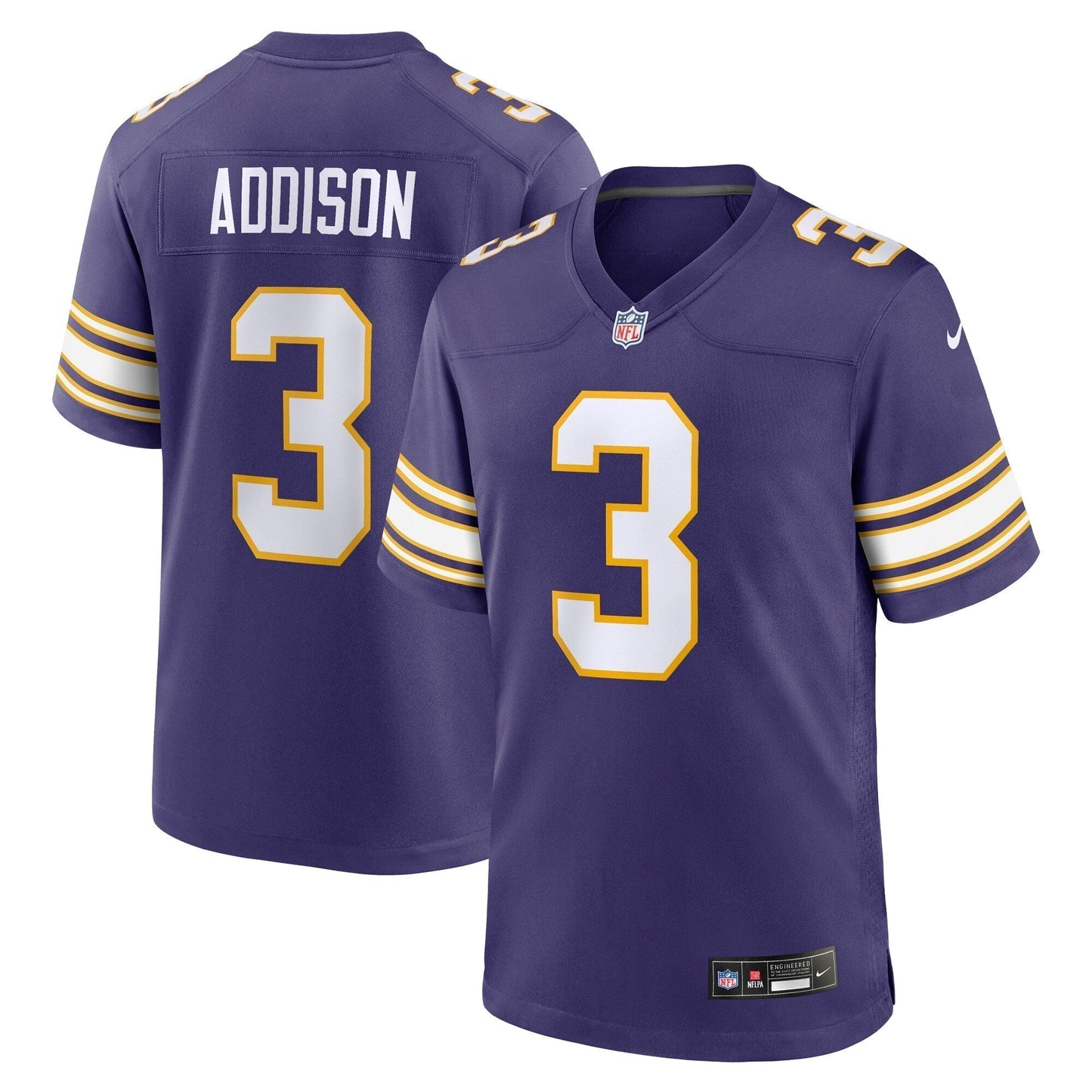 Jordan Addison Minnesota Vikings Classic Game Jersey - Purple football jersey product view 1