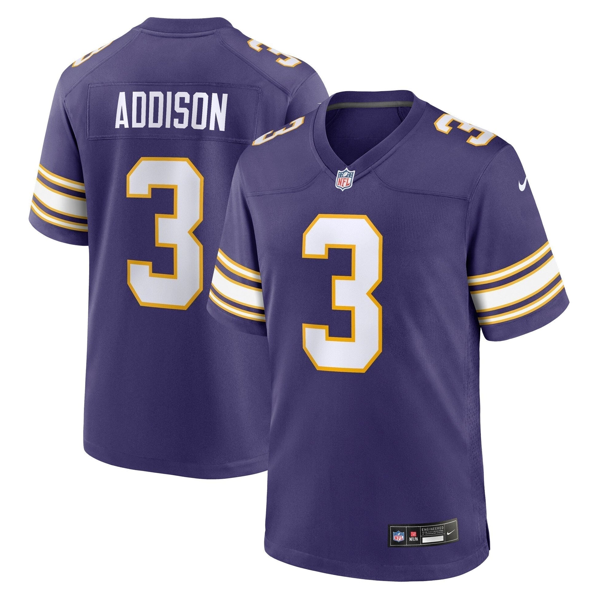 Jordan Addison Minnesota Vikings Classic Game Jersey - Purple football jersey product view 1