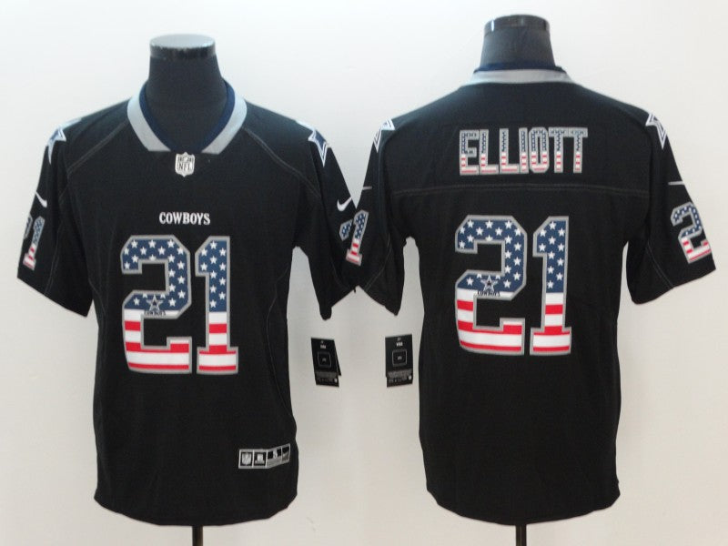 Men's Dallas Cowboys Ezekiel Elliott #21 Black Authentic Game Jersey1 football jersey product view 1