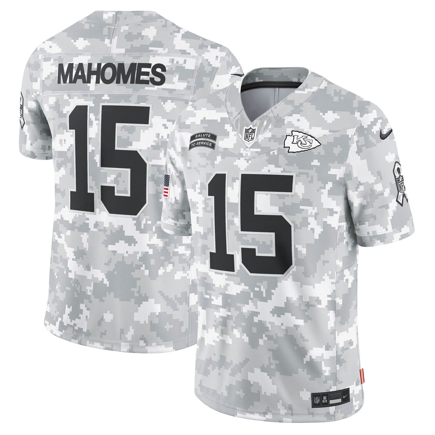 Patrick Mahomes Kansas City Chiefs 2024 Salute to Service Limited Jersey - Arctic Camo football jersey product view 1