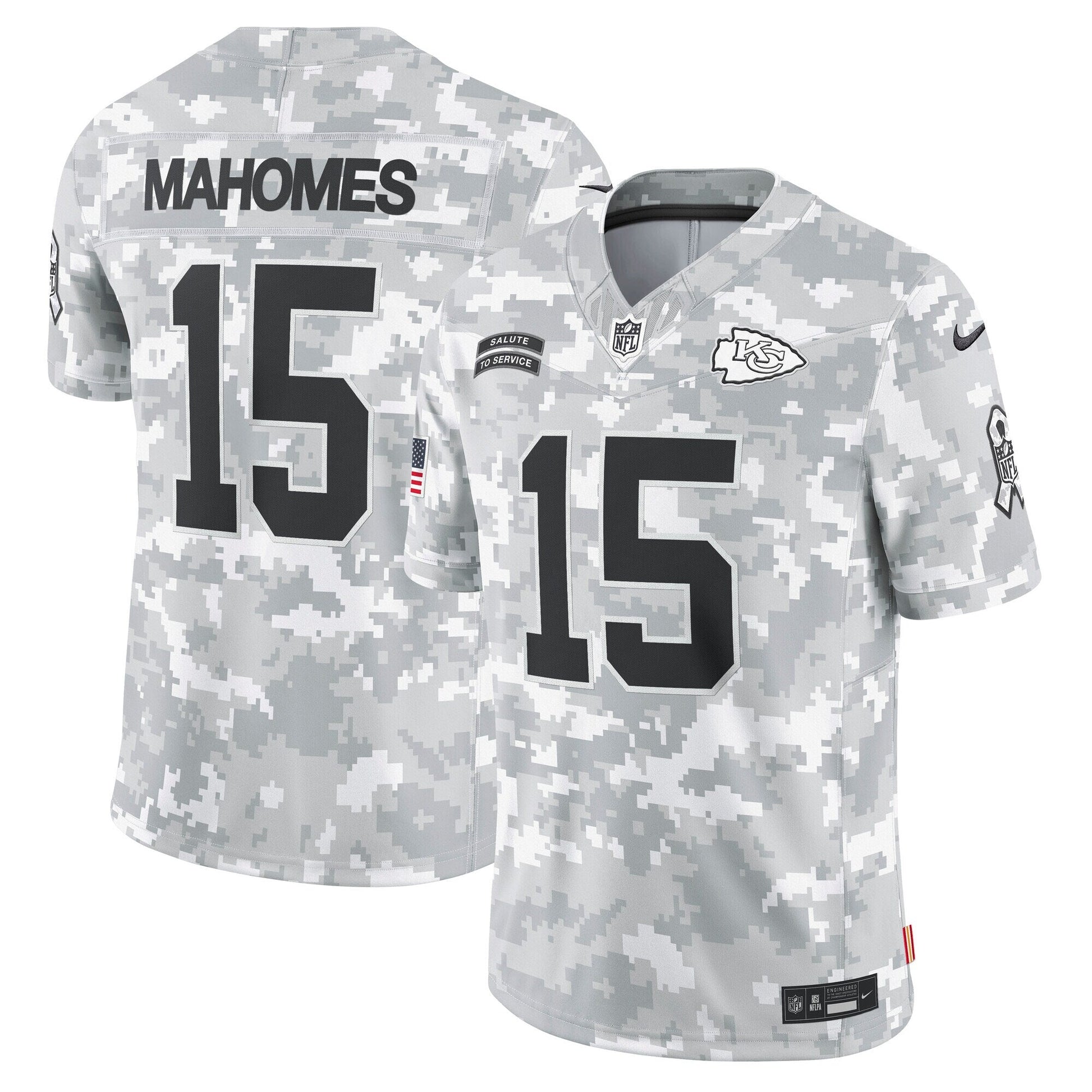Patrick Mahomes Kansas City Chiefs 2024 Salute to Service Limited Jersey - Arctic Camo football jersey product view 1