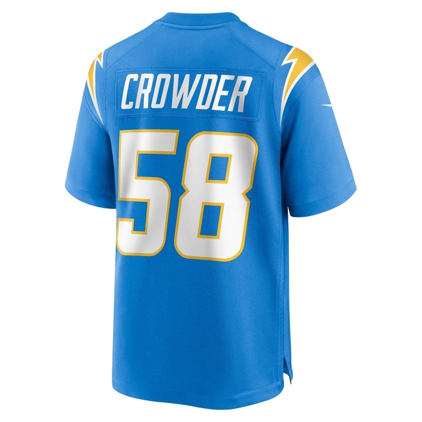 Tae Crowder Los Angeles Chargers Team Game Jersey - Powder Blue football jersey product view 3