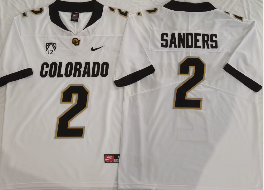Men's Colorado Buffaloes Shedeur Sanders #2 White Game Jersey sports jersey product view 1