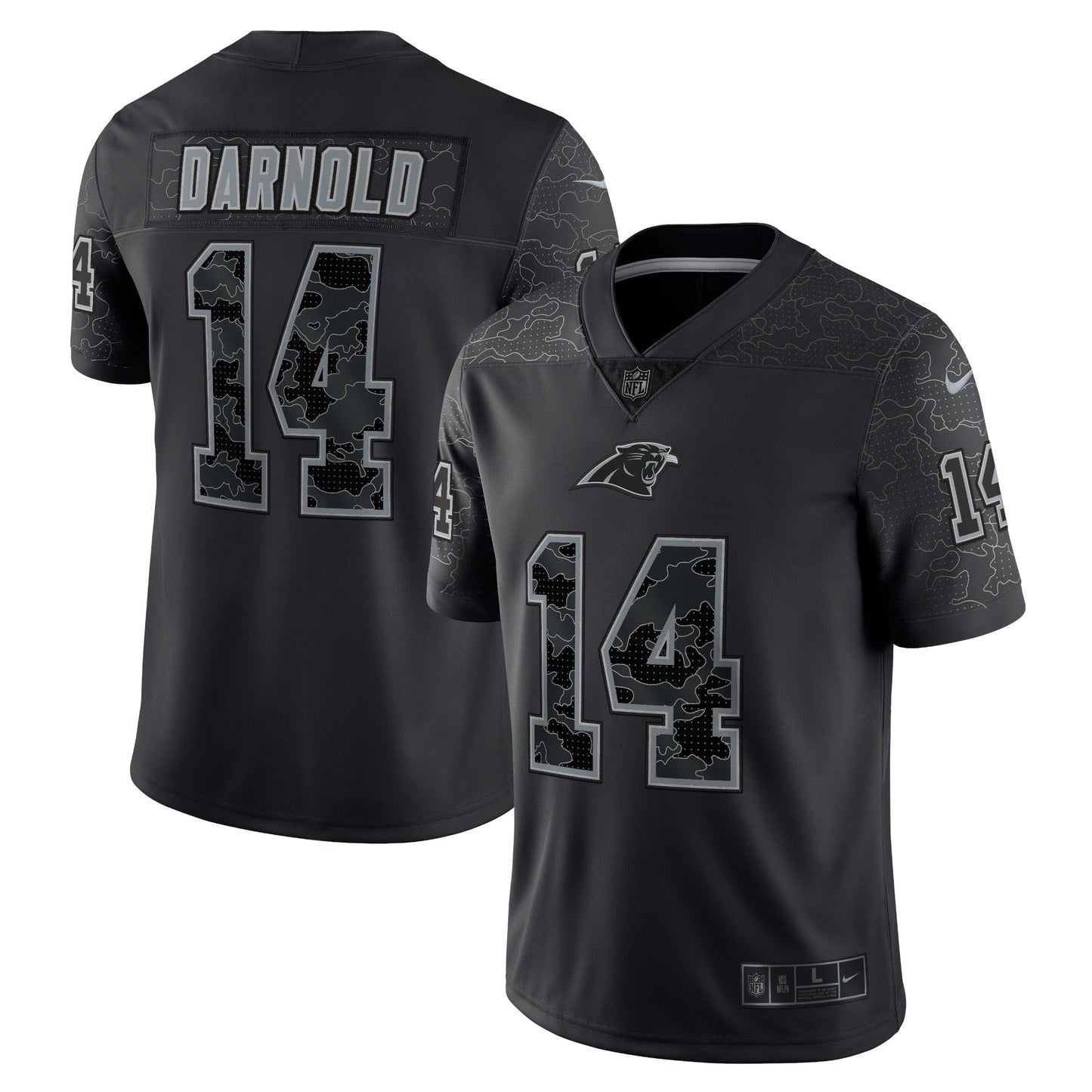 Sam Darnold Carolina Panthers RFLCTV Limited Jersey - Black football jersey product view 1