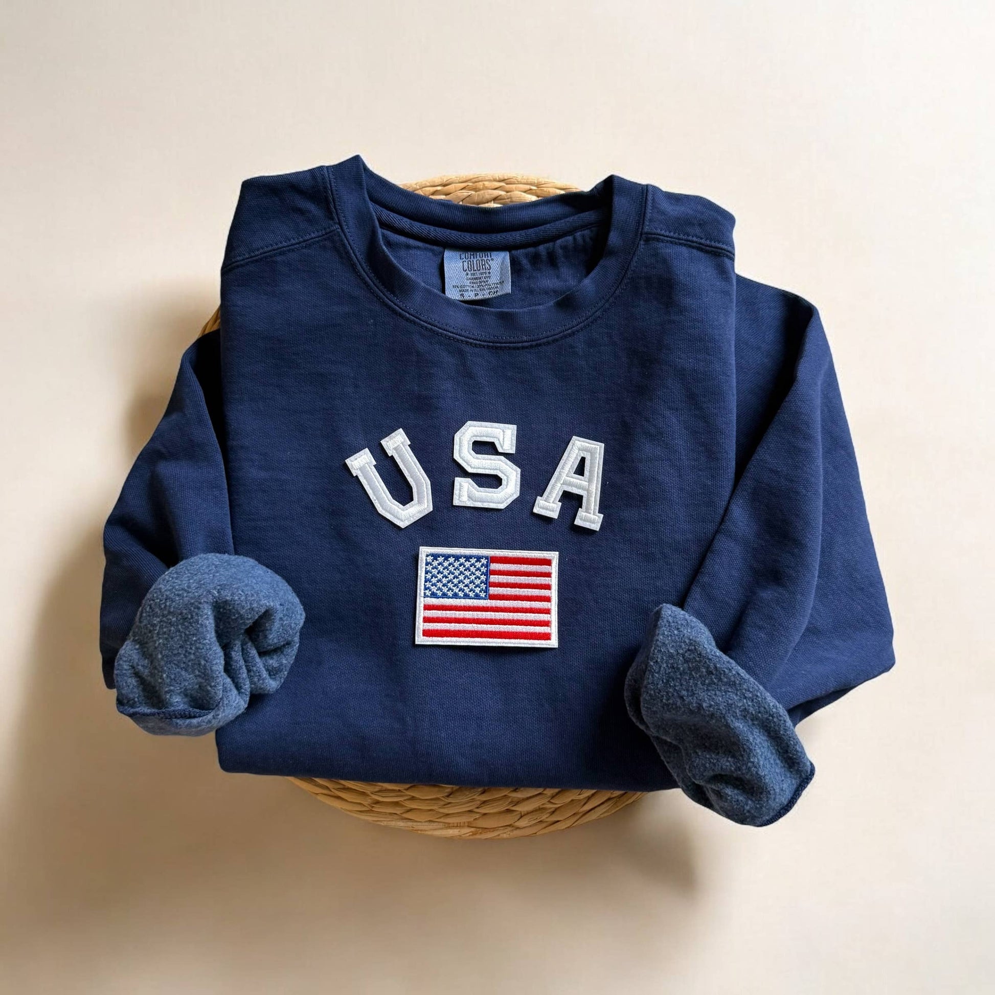 Comfort Colors USA Flag Sweatshirt, Patriotic Apparel Unisex T-shirt, Sweatshirt, Hoodie, Long Sleeve Tee - T-Shirt, Sweatshirt, Hoodie