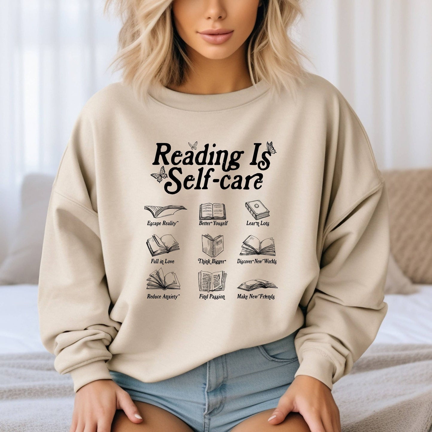 Reading Is Self-Care Sweatshirt - Book Lover Gift Idea Unisex T-shirt, Sweatshirt, Hoodie, Long Sleeve Tee - T-Shirt, Sweatshirt, Hoodie