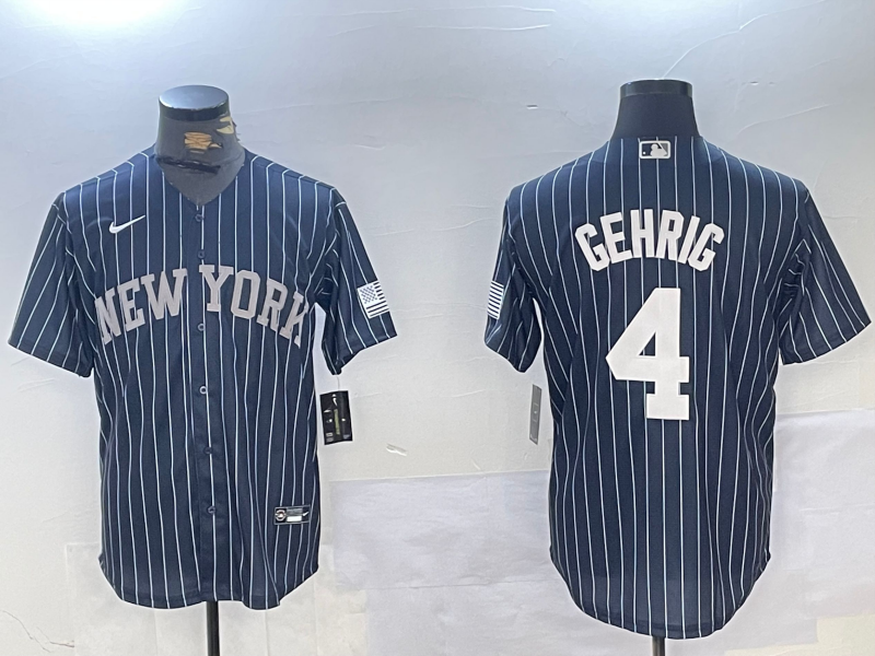 Men's New York Yankees Lou Gehrig #4 Navy Replica Player Jersey baseball jersey product view 1
