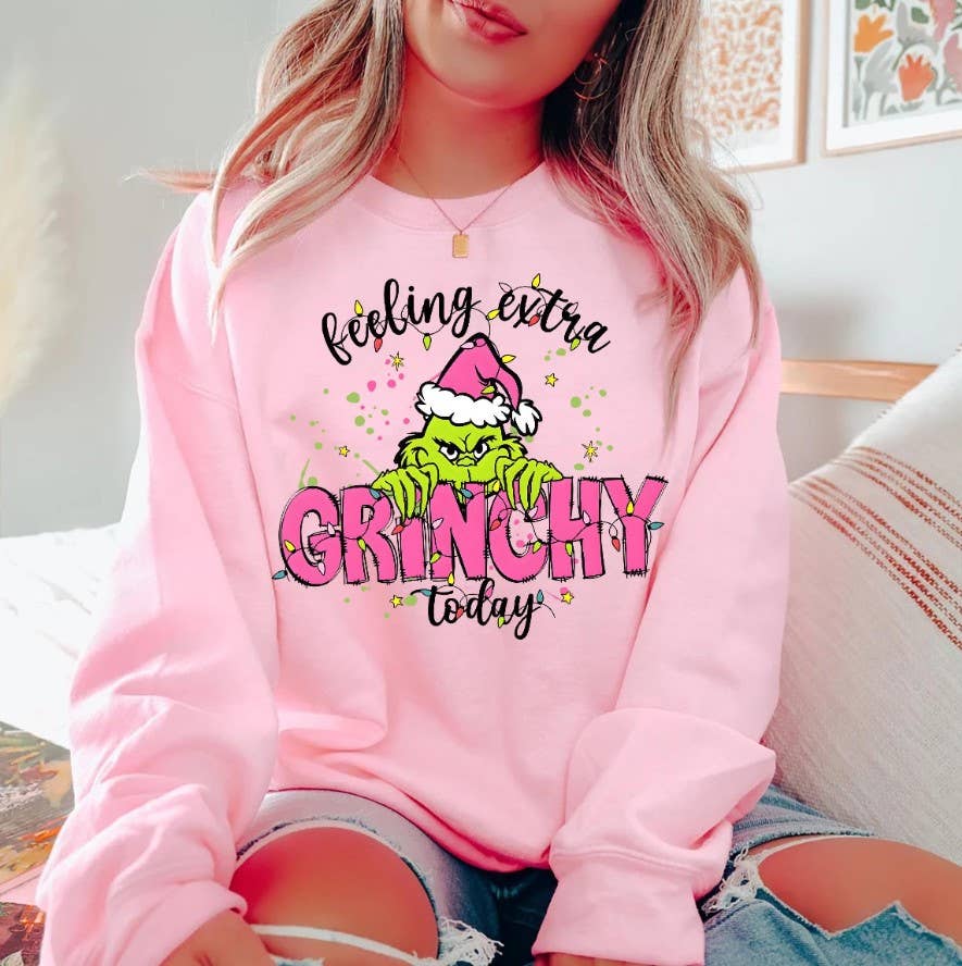 Feeling Extra Grinchy Today Christmas Sweatshirt - Hoodie Unisex T-shirt, Sweatshirt, Hoodie, Long Sleeve Tee - T-Shirt, Sweatshirt, Hoodie