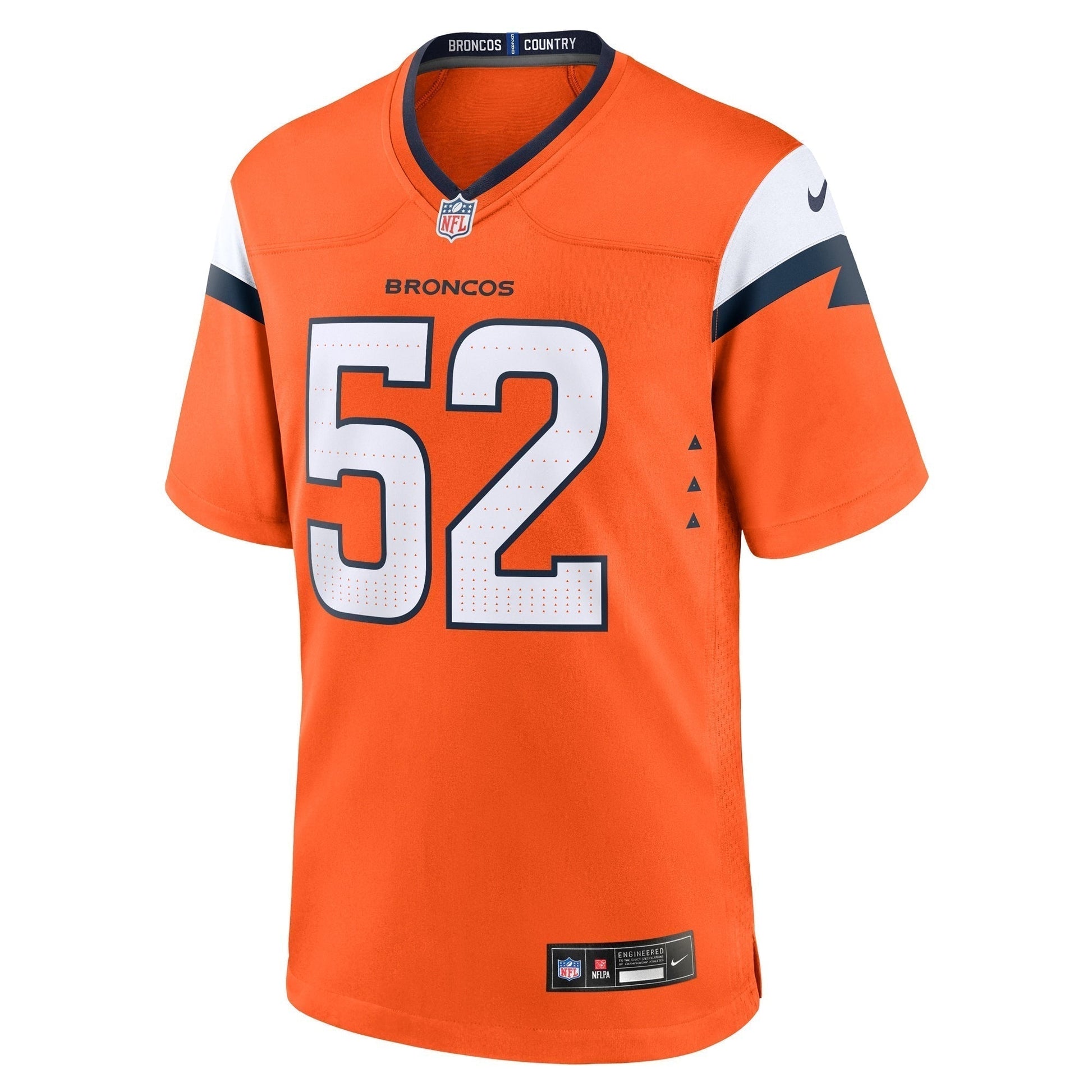 Jonah Elliss Denver Broncos Team Game Jersey - Orange football jersey product view 2