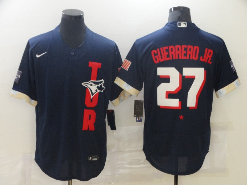 Men's Toronto Blue Jays Vladimir Guerrero Jr. Navy All Star Player Jersey baseball jersey product view 1